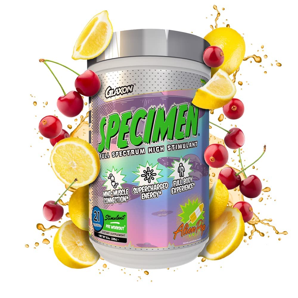 Glaxon Specimen High Stimulant Pre Workout Powder, Preworkout with 300mg Caffeine