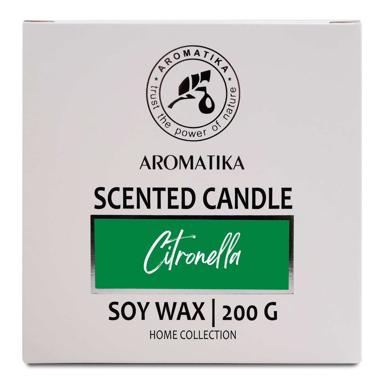 Scented Candle Citronella 200g - Aromatherapy Candle - Soy Wax Candles for Home Scented AROMATIKA