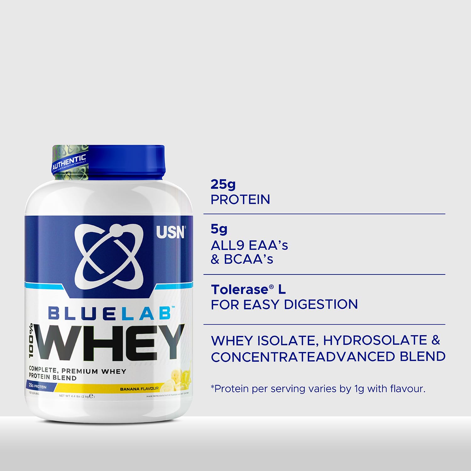 USN Blue Lab Whey Protein Powder: Banana - Whey Protein 2kg - Post-Workout USN