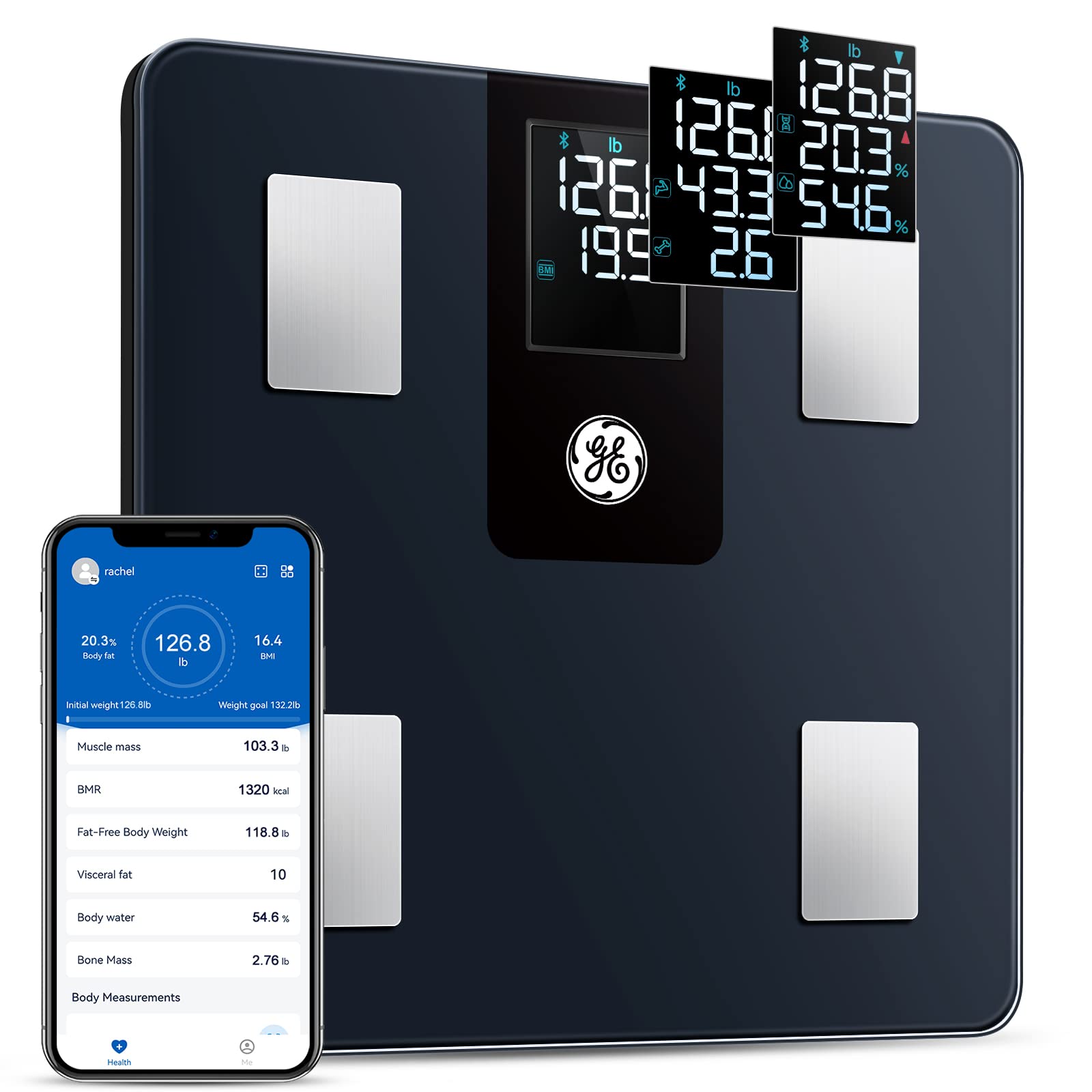 GE Smart Scale for Body Weight and Fat Percentage with All-in-one LCD Display