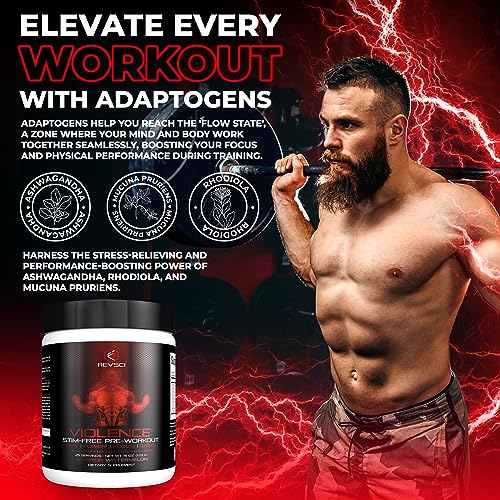 VIOLENCE Stim Free Pre Workout Powder by REVSCI, Precision Dosed Non Stim Preworkout
