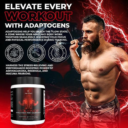 VIOLENCE Stim Free Pre Workout Powder by REVSCI, Precision Dosed Non Stim Preworkout