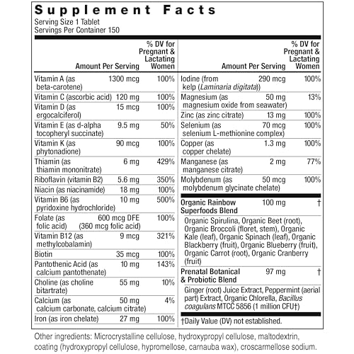 Rainbow Light Prenatal One High Potency Daily Multivitamin with Folate, Ginger and Probiotics Rainbow Light