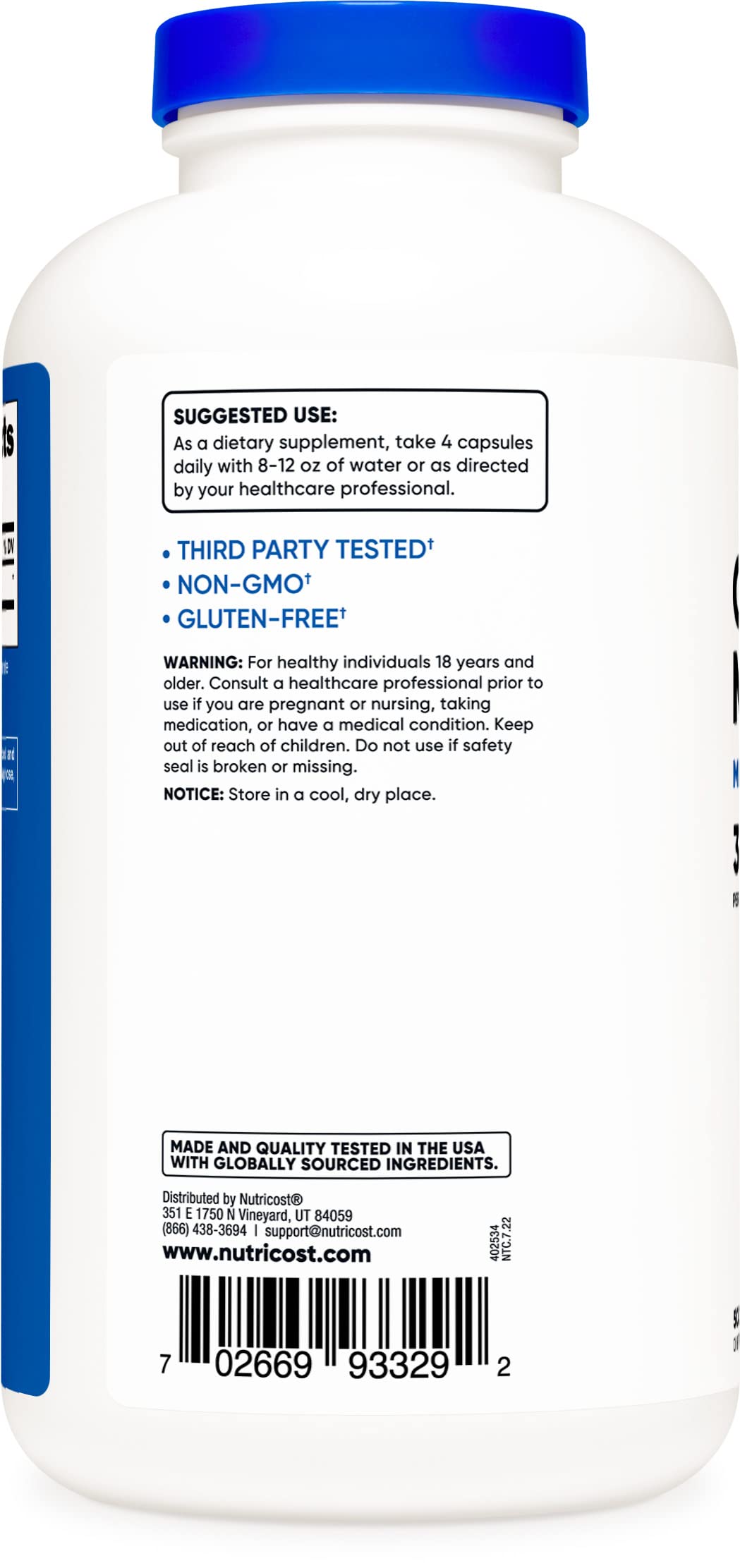 Nutricost Creatine Monohydrate 3000mg (750mg Per Cap), 500 Capsules (3 Bottles) Nutricost