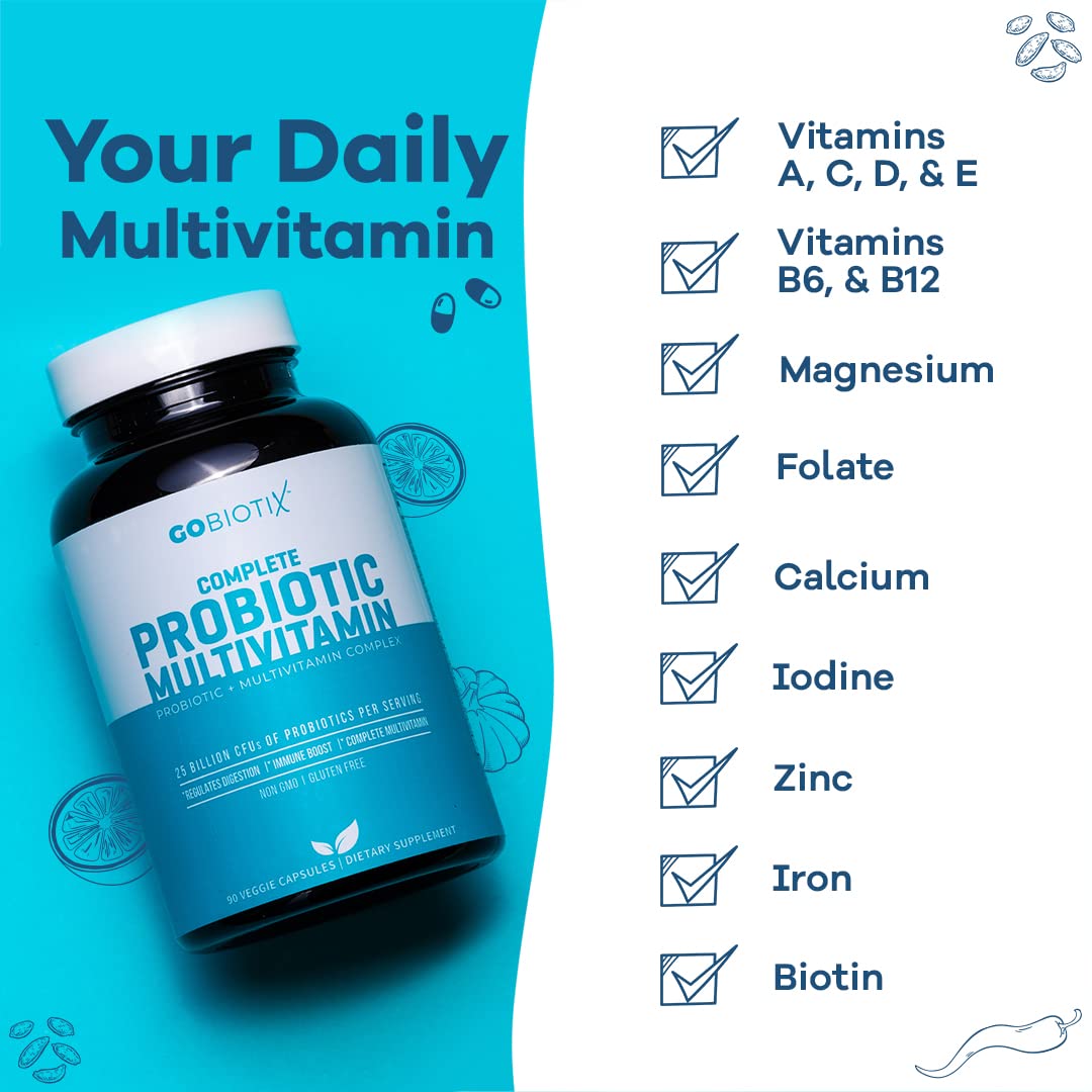 GOBIOTIX Probiotic Multivitamin Supplement - Daily Multivitamins with Probiotics