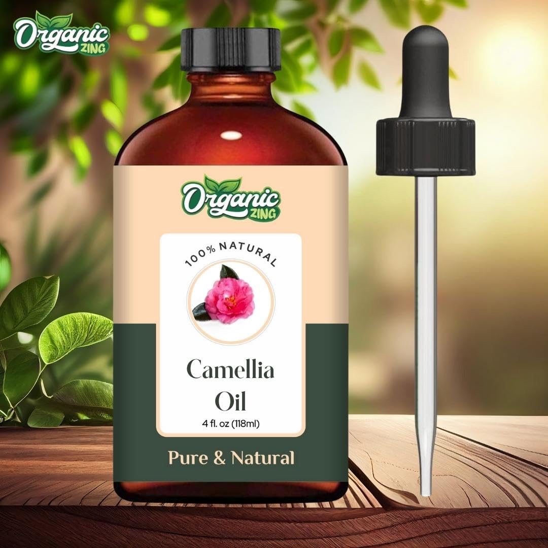 Organic Zing Camellia (Camellia Japonica) Oil | Pure & Natural Carrier Oil for Skincare, Hair Care & Massage ORGANIC ZING