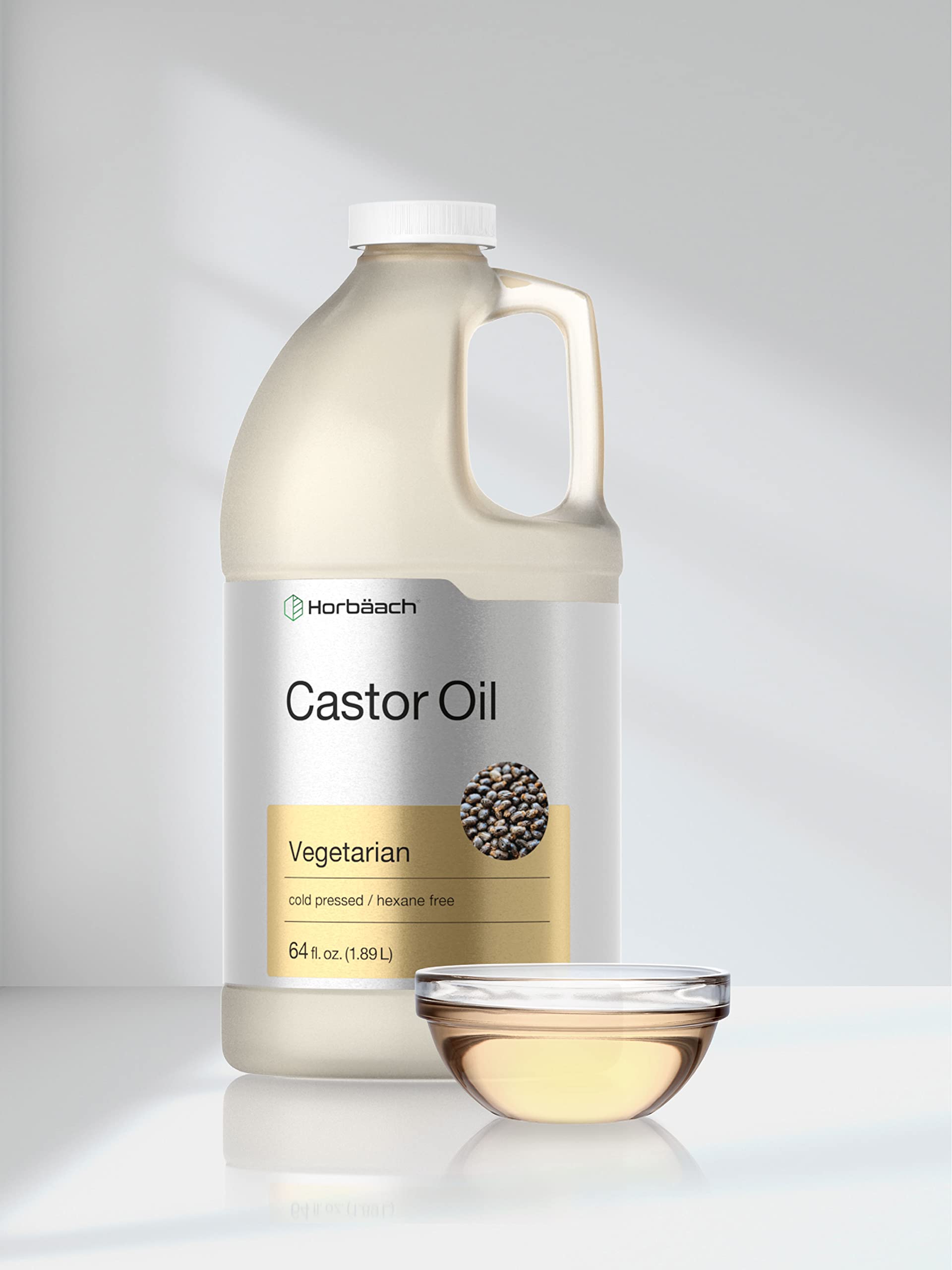 Castor Oil 64oz | for Hair Health, Eyelashes & Eyebrows | Hexane Free & Cold Pressed Horbäach