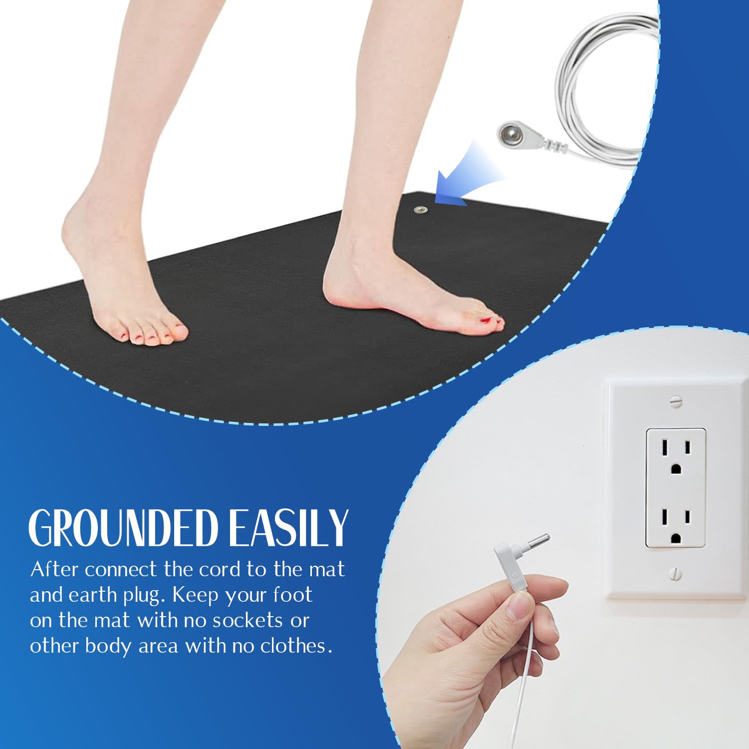 Grounding Mat for Bed, Desk, Floor, Grounding Pad for Better Sleep, Health, Pain Relief, Grounding Mat MEIMING