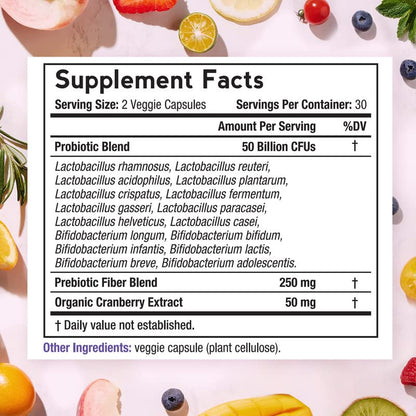 Doctor's Recipes Women’s Probiotic, 60 Caps 50 Billion CFU 16 Strains, with Organic