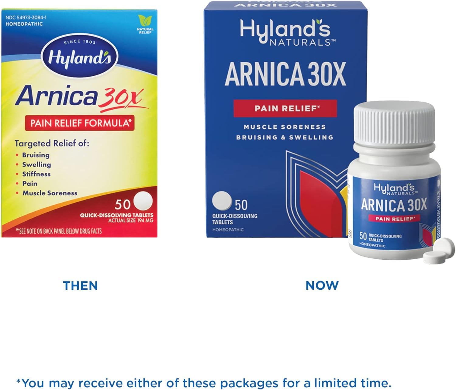 Hyland's Naturals Arnica Montana 30x Tablets, Natural Relief of Bruises, Swelling & Muscle Soreness Hyland's