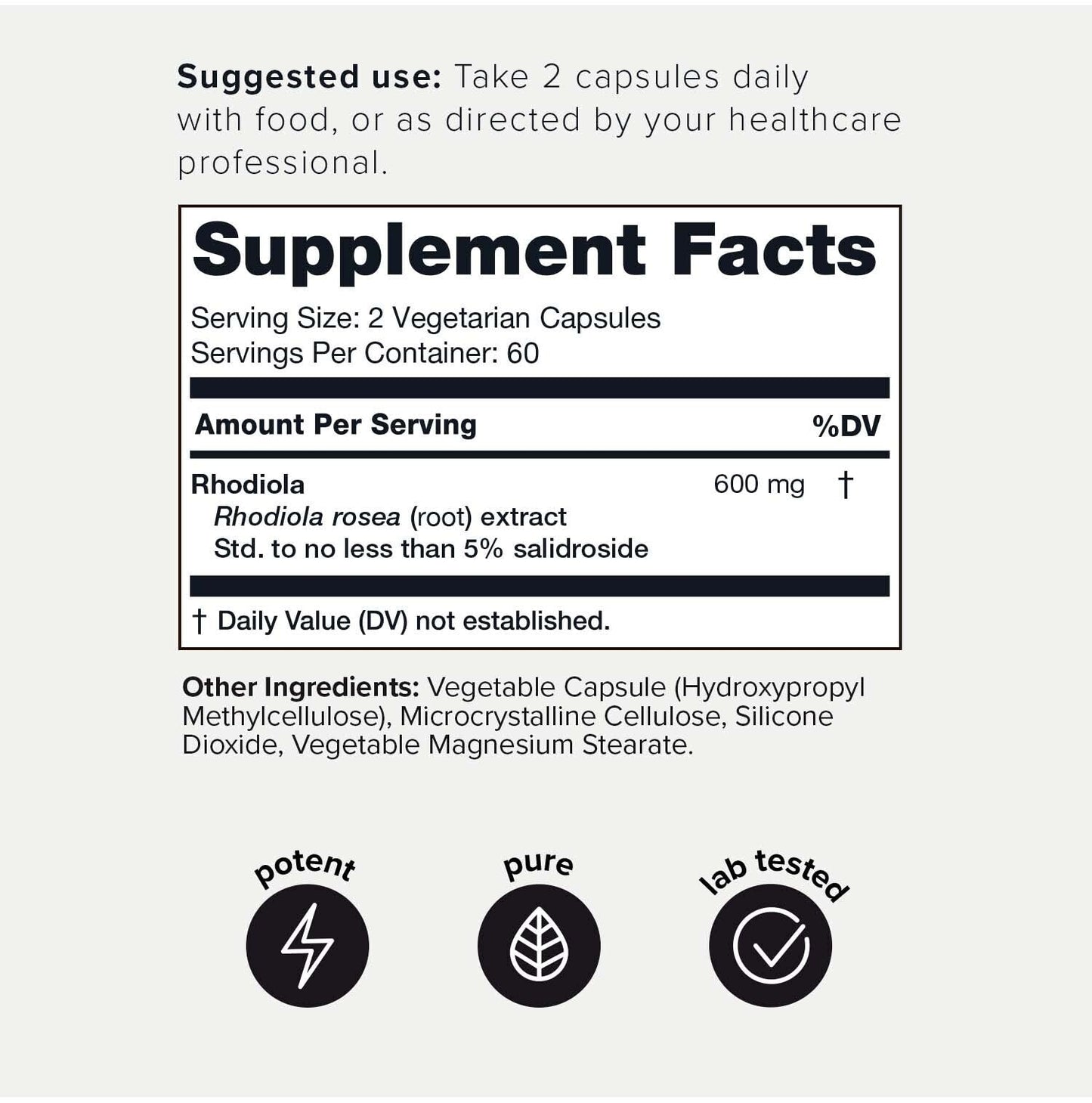 Toniiq Triple-Strength 600mg Rhodiola Rosea - 120 Capsules - 5% Salidroside Concentrat