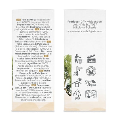 Essences Bulgaria Palo Santo Essential Oil 0.17 Fl Oz 5ml Bulnesia Sarmientoi - 100% Pure Natural