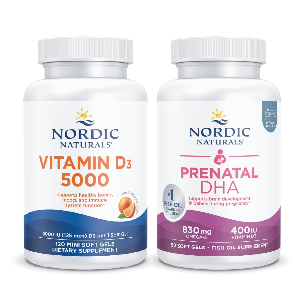 Nordic Naturals Prenatal and Bone Density Starter Pack - Prenatal DHA Vitamin D3 1000, Orange