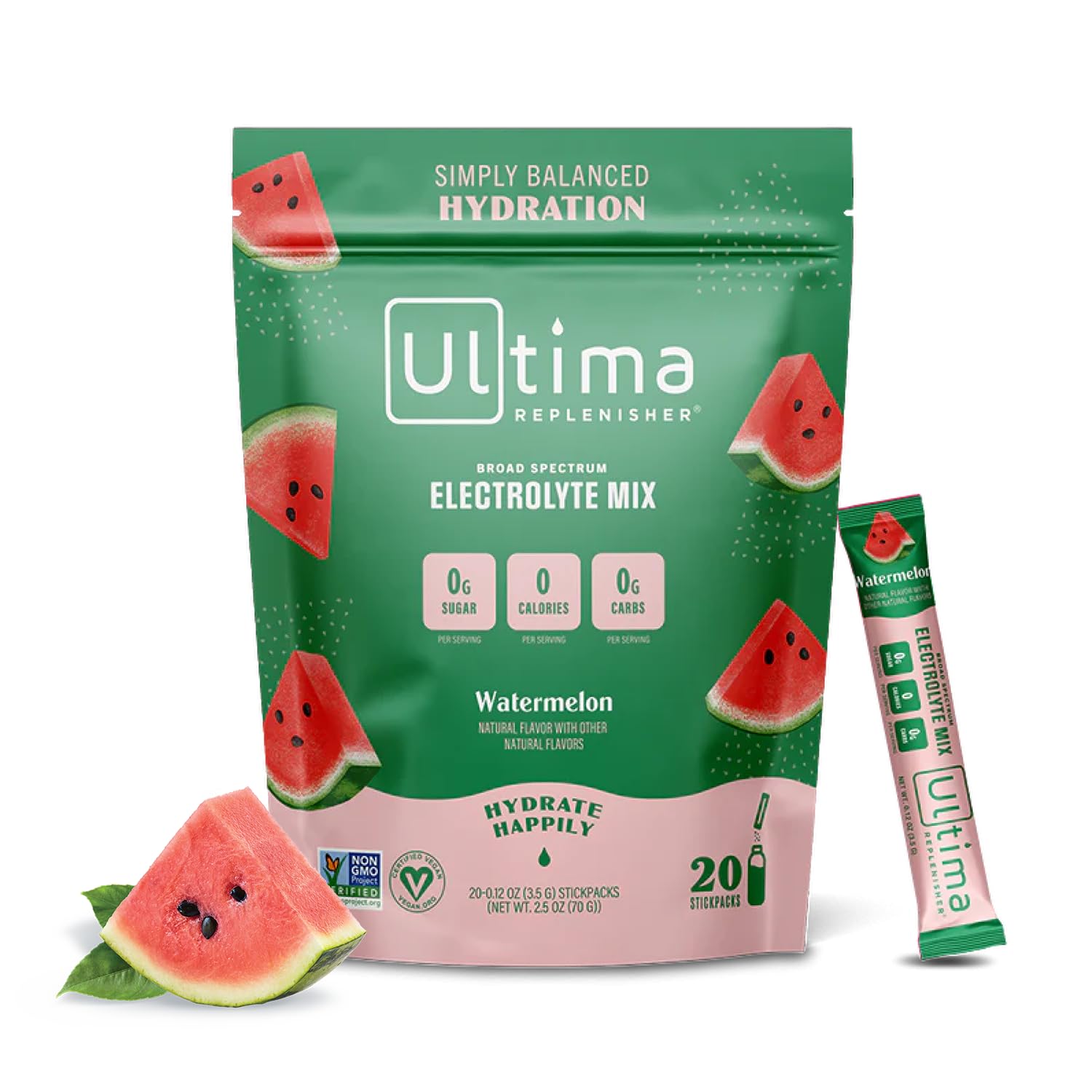Ultima Replenisher Daily Electrolyte Drink Mix – Watermelon, 20 Stickpacks 