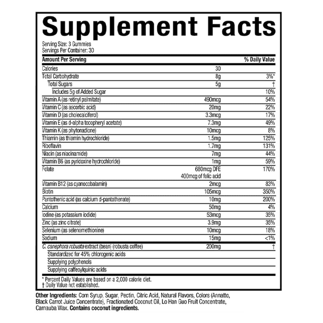 Hydroxycut Caffeine-Free Gummy for Women & Men | 15 Essential Vitamins & Minerals