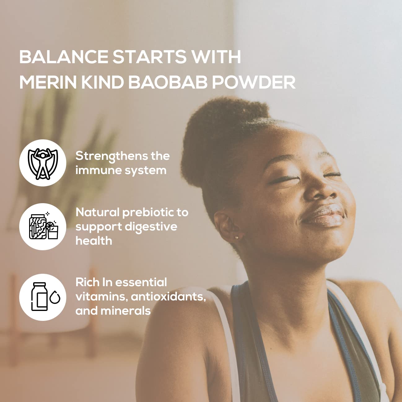 MERIN KIND Organic Baobab Powder - Prebiotic Fiber Supplement