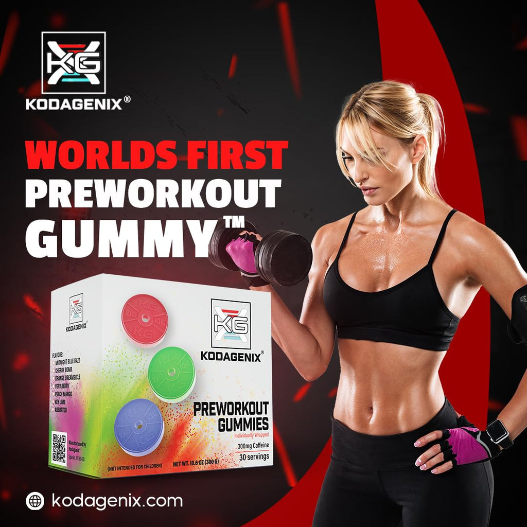 Kodagenix Pre Workout Gummies for Men and Women with Caffeine, L-Citrulline and Beta