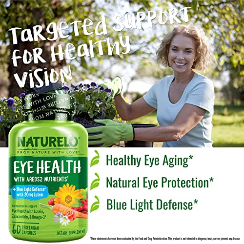 NATURELO Eye Vitamins - AREDS 2 Formula Nutrients with Lutein, Zeaxan NATURELO