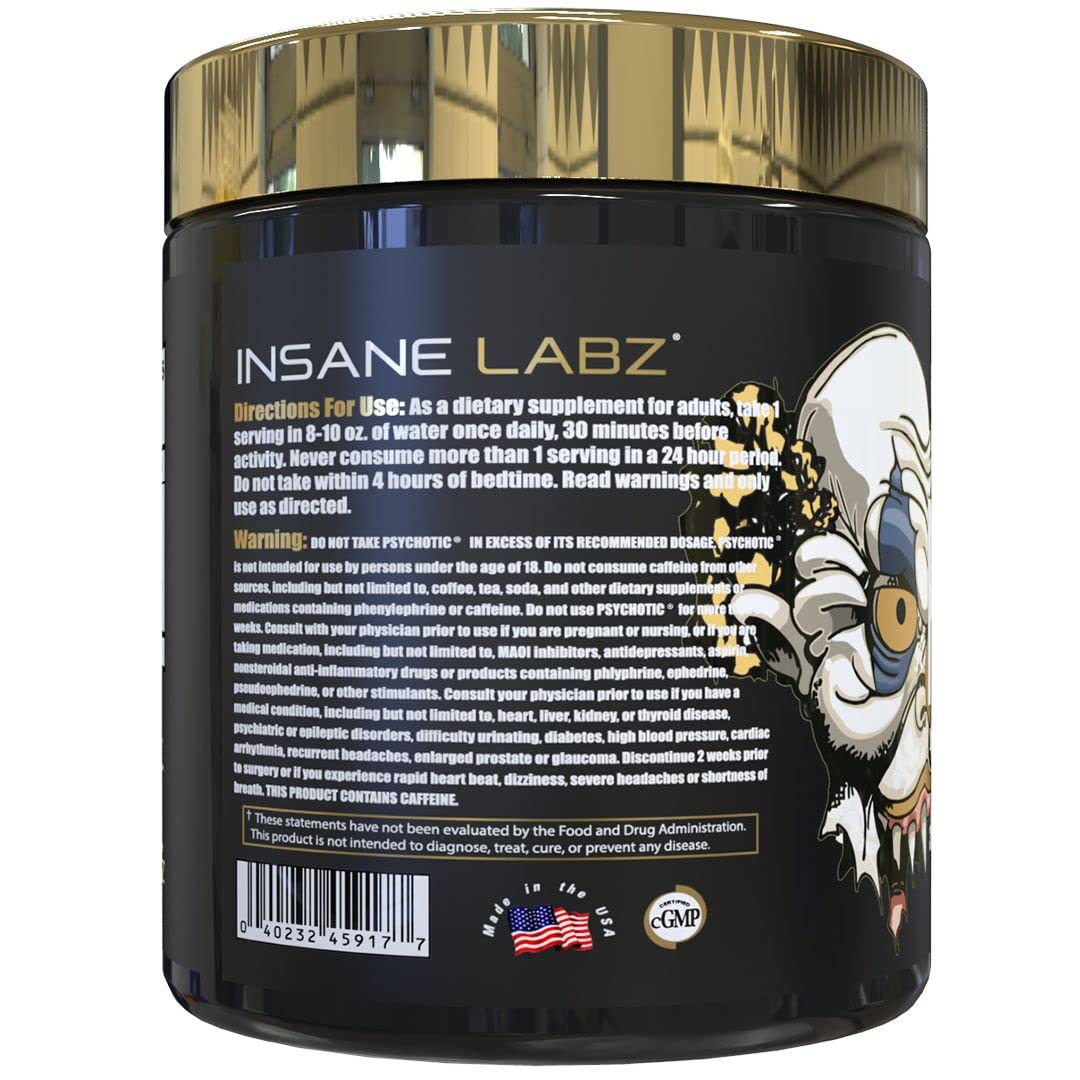 Insane Labz Psychotic Gold, High Stimulant Pre Workout Powder, Extreme Lasting Energy