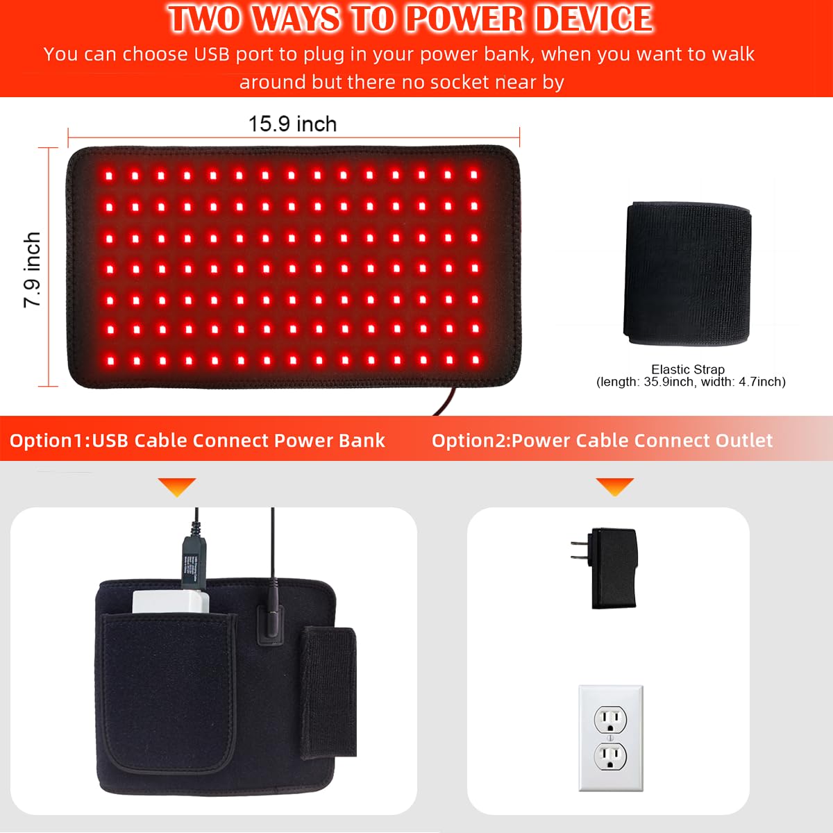 Red Light Therapy Infrared Light Therapy Pad for Body Pain NIR Deep Therapy for Back Knee Hands bonodave