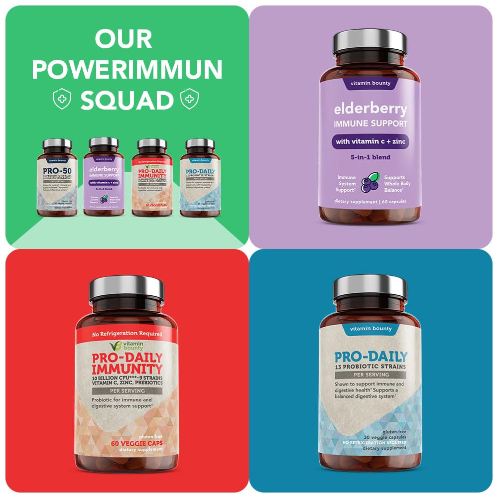 Vitamin Bounty Pro-50 Probiotics - 13 Probiotic Strains, Gut Health, Digestive Health Vitamin Bounty