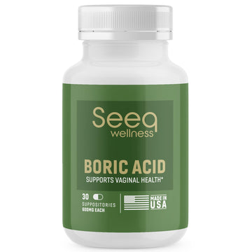 Seeq Wellness Boric Acid Vaginal Suppositories - Helps Support Odor Control and Balance Vaginal PH