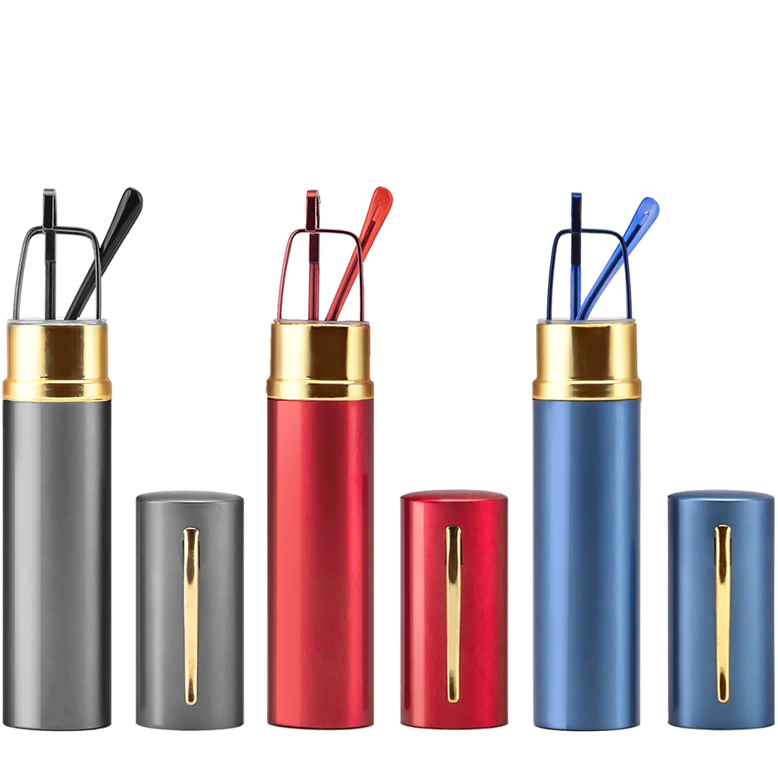 REAVEE 3 Pack Slim Pen Reading Glasses Small Tube Stylish Readers for Women Men 