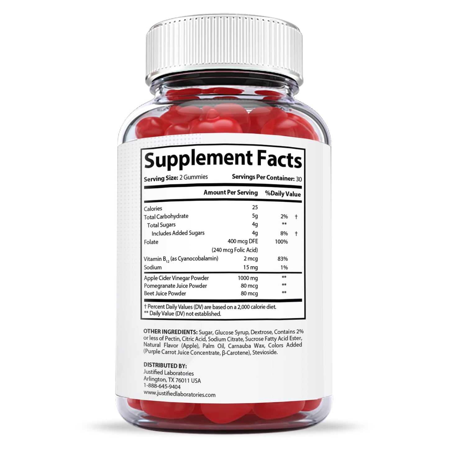 Justified Laboratories (3 Pack X Slim Keto ACV Gummies 1000MG Xslim Vegan Non GMO