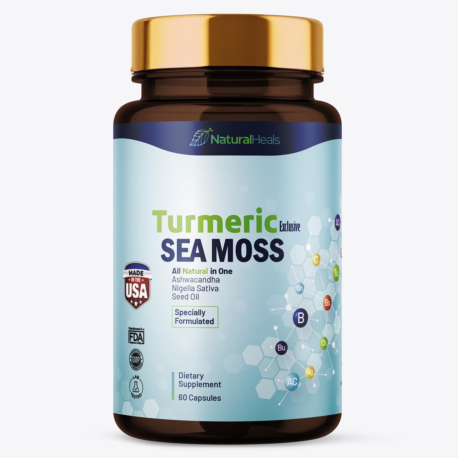 Natural Heals Sea Moss 3000mg: Black Seed Oil 2000mg Ashwagandha 1000mg Turmeric