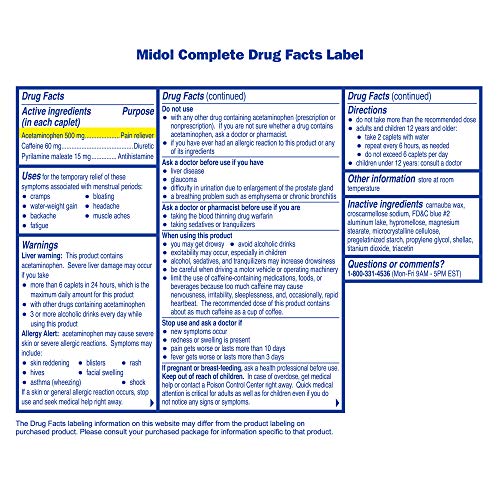 Midol Complete, Menstrual Period Symptoms Relief Including Premenstrual Cramps