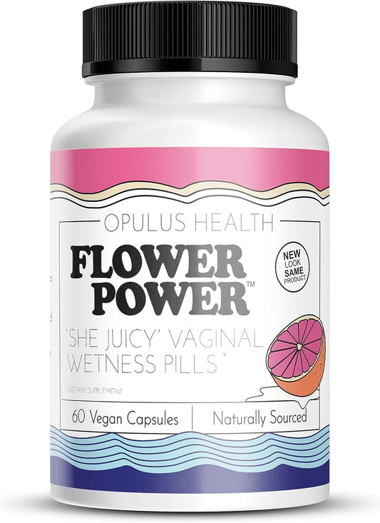 Flower Power ‘She Juicy’ Supplement for Vaginal Health | Slippery Elm Bark | Feminine 