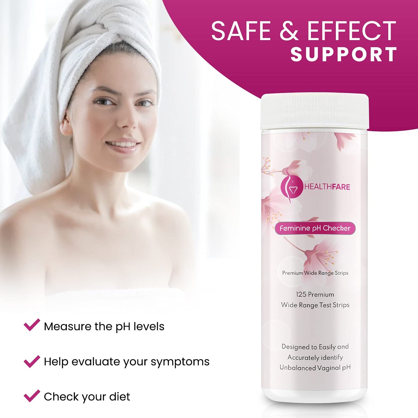 Healthfare Feminine pH Checker Test Strips to Monitor Intimate Health, Balance pH Level 3.0-5.5