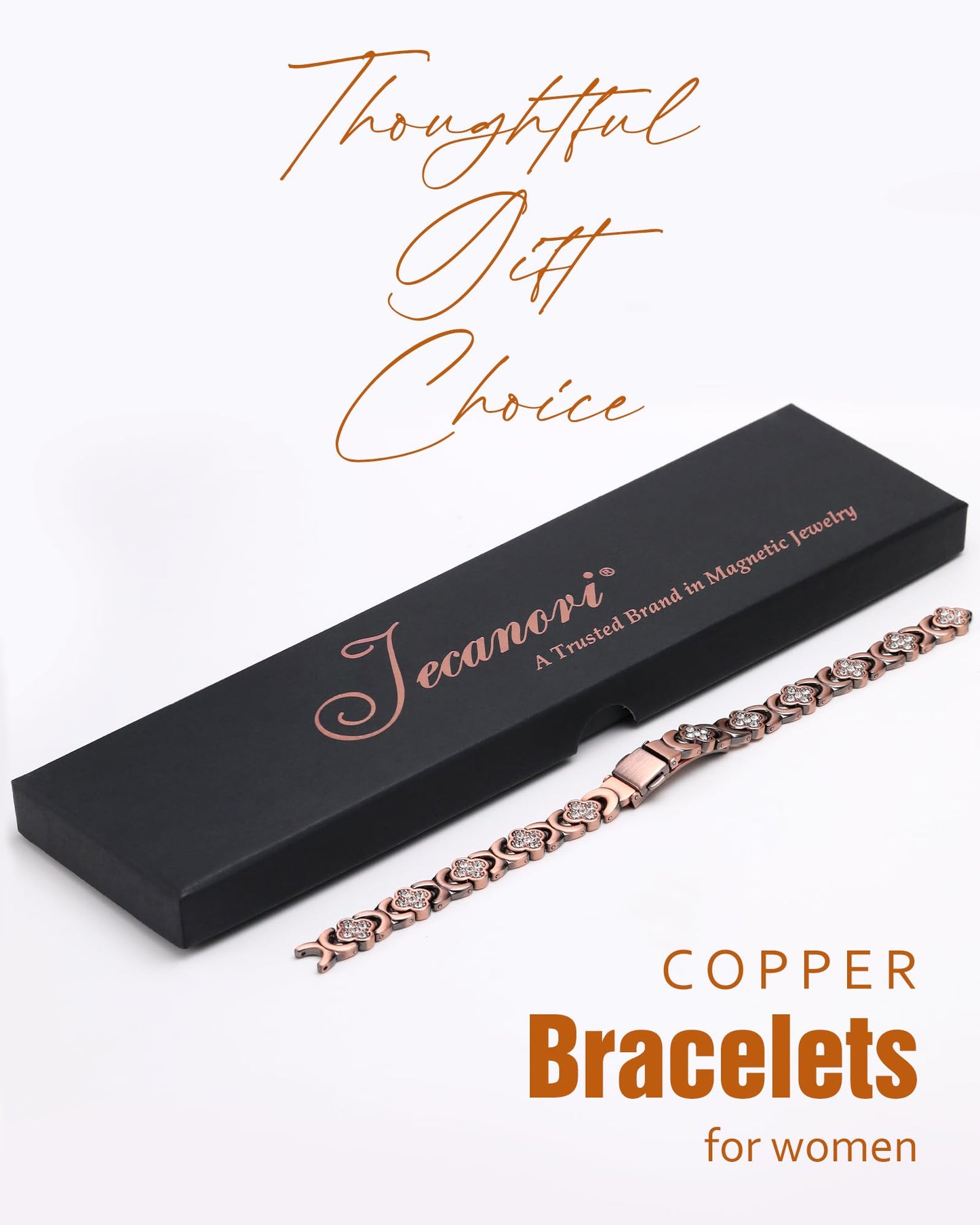 Jecanori Women's Pure Copper Bracelet, Ultra Strength Magnetic Copper Bracelets for Women