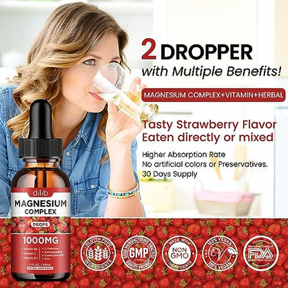 Triple Magnesium Complex Supplement, Magnesium Glycinate, Blend, Citrate Liquid Drops