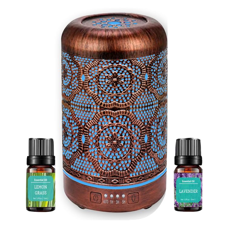 Essential Oil Diffuser, Upgraded Metal Diffusers with Lavender Lemon Essential Oils, 250ml BAIESHIJI
