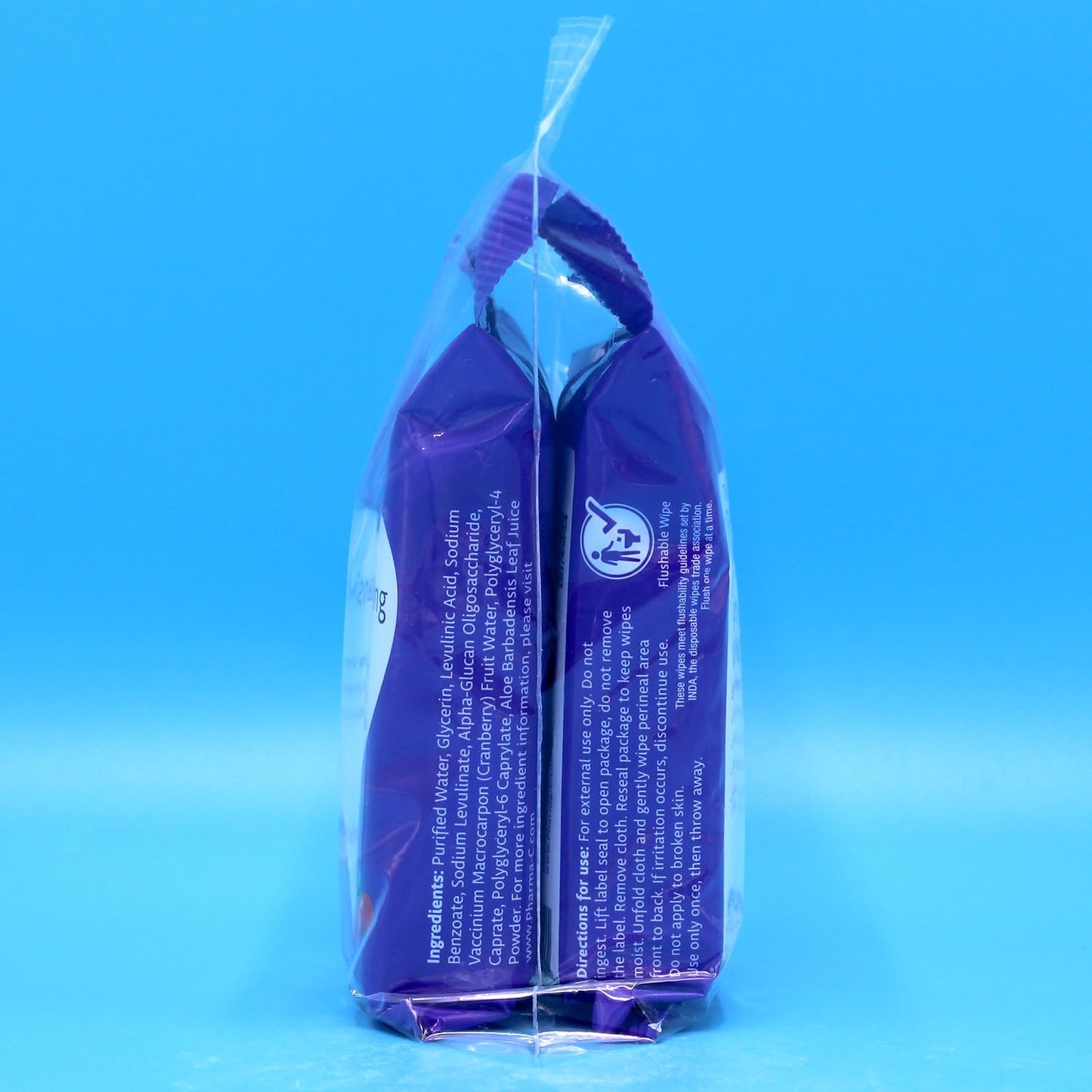 The Pharma-C Company Personal Cleansing Wipes [2 packs of 20 wipes] - Enriched with Cranberry & Aloe Vera