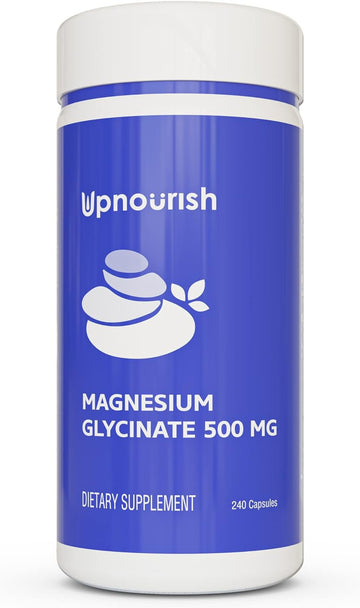 UpNourish Chelated Magnesium Glycinate 500mg Capsules - Magnesium