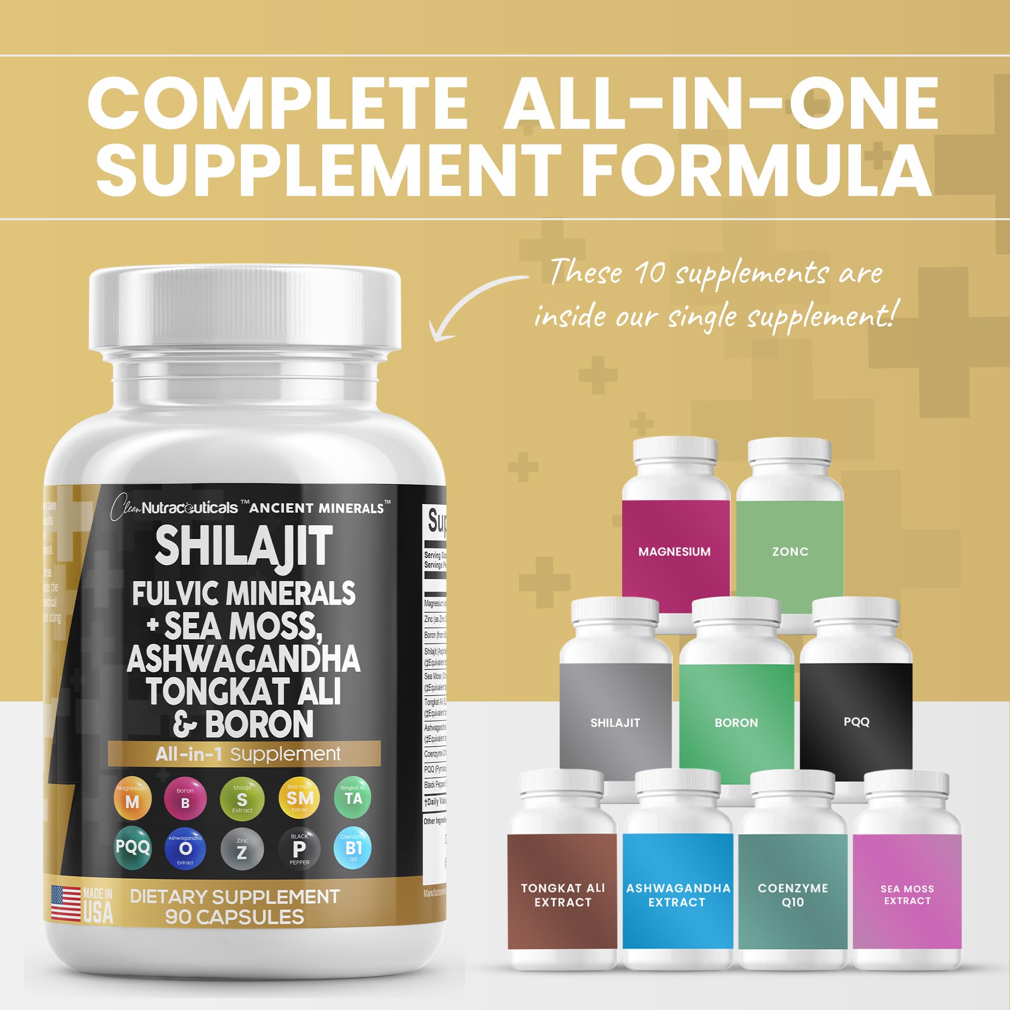 Pure Shilajit Supplement 10,000mg Himalayan w Sea Moss 6000mg