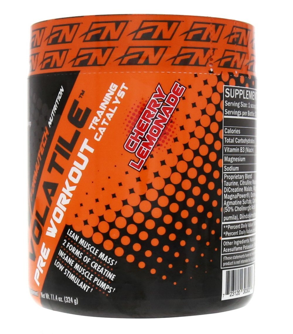 Formutech Nutrition Volatile Pre Workout, Cherry Lemonade, w/2 Forms of Creatine for Insane Muscle Pumps and Building Lean Muscle Mass 32 Servings
