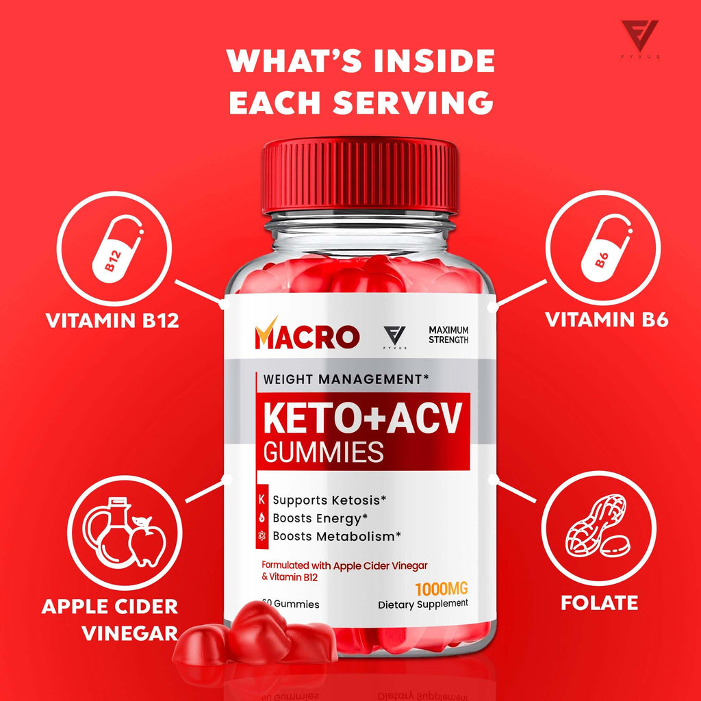 Macro Keto ACV Gummies Advanced Apple Cider Vinegar Vitamin Supplement Fyvus