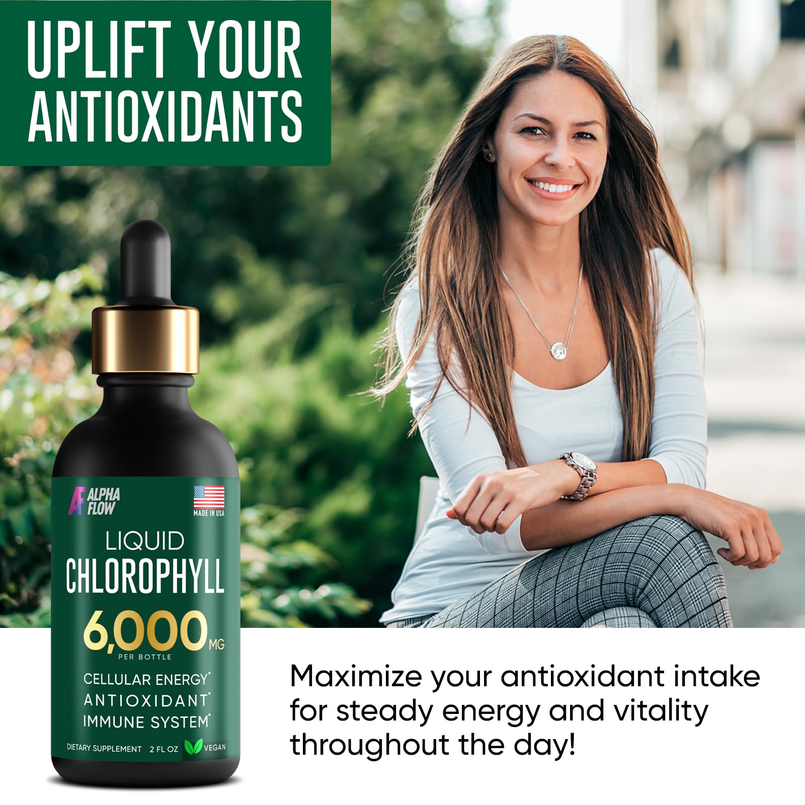 Chlorophyll Liquid Drops 6000 mg - Premium Liquid Chlorophyll Supplement - All-in-One Alpha Flow