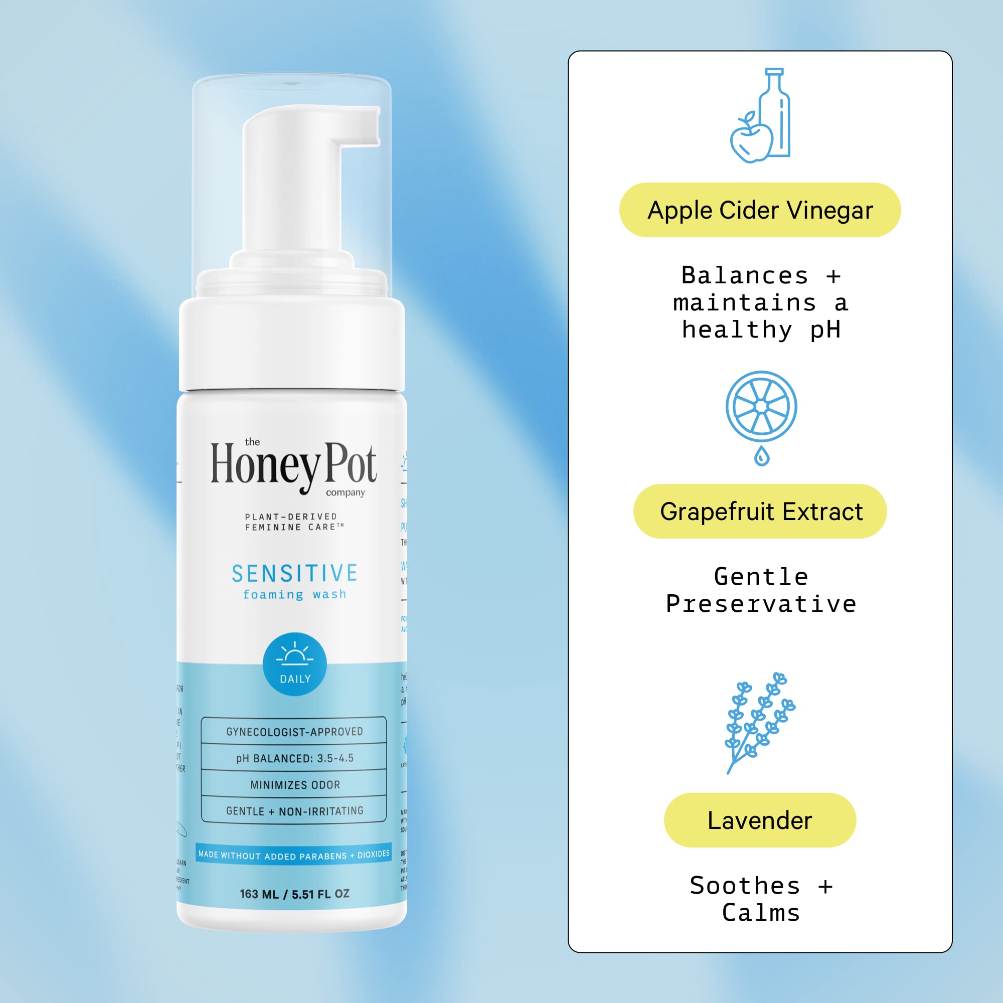 The Honey Pot Company - Feminine Wash & Feminine Wipe Bundle - Includes Unscented Ph Balance The Honey Pot Company