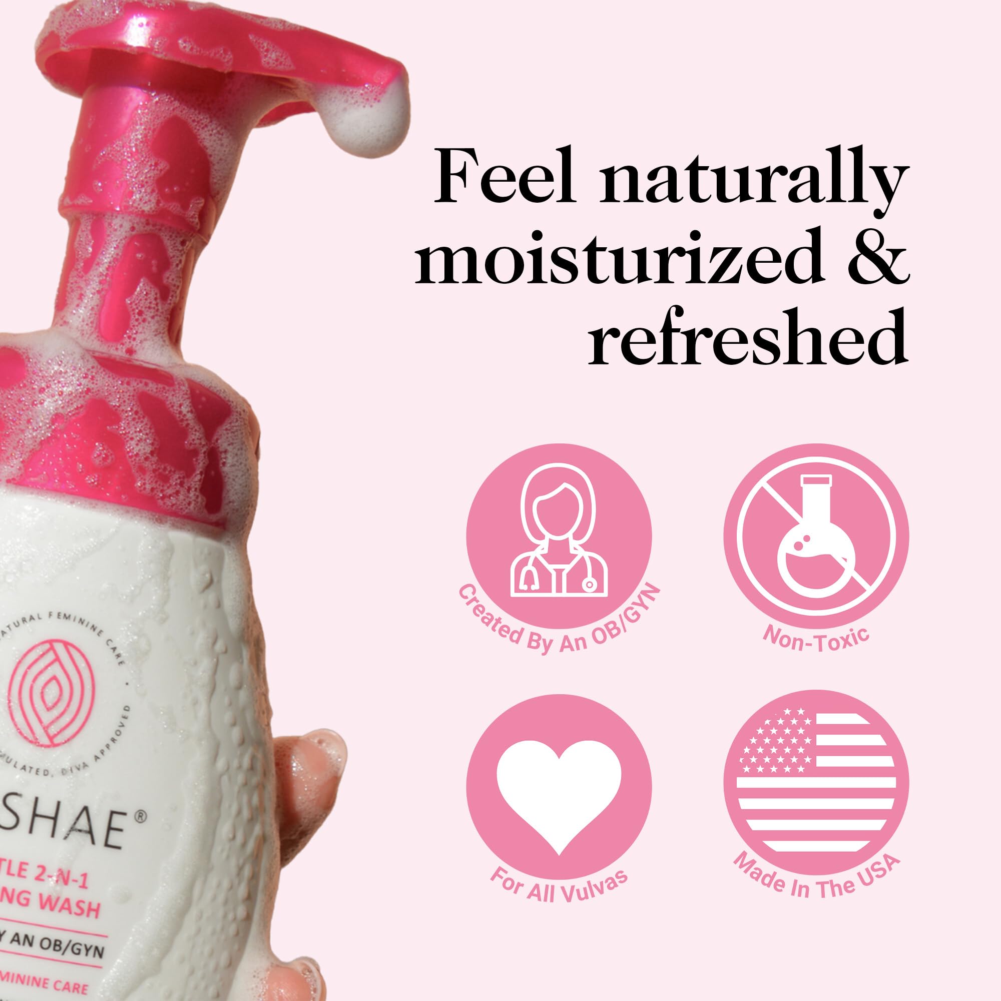 Kushae Gentle 2-in-1 Foaming Wash, pH Balance Feminine Wash for Optimal Hygiene