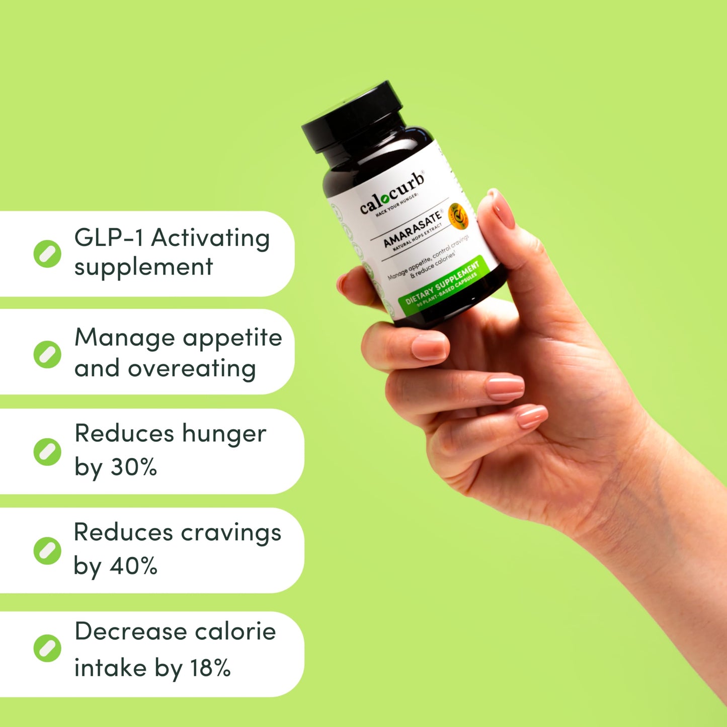 Calocurb Calorie Control Supplement, Natural GLP-1 Activator, 90 Count (1 Month Average