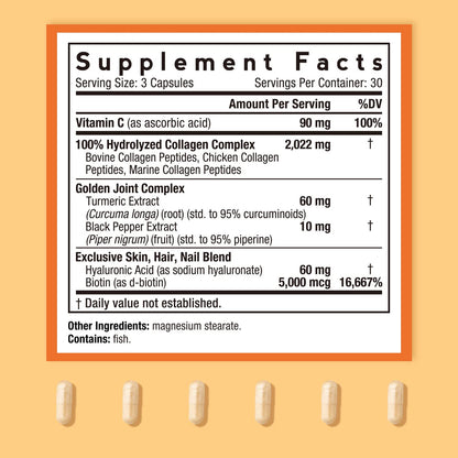 Doctor's Recipes Multi Collagen Complex with Golden Turmeric, Vitamin C, Biotin, Hyaluronic