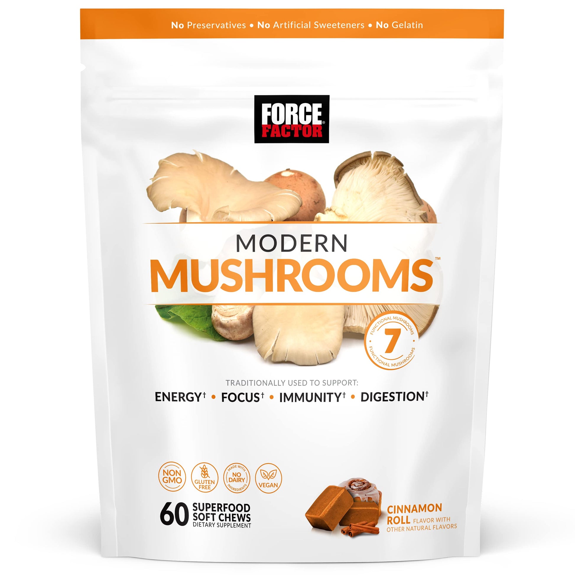 FORCE FACTOR Modern Mushrooms Soft Chews, Mushroom Supplement with Lions Mane