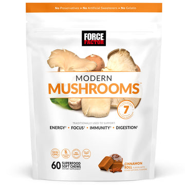 FORCE FACTOR Modern Mushrooms Soft Chews, Mushroom Supplement with Lions Mane