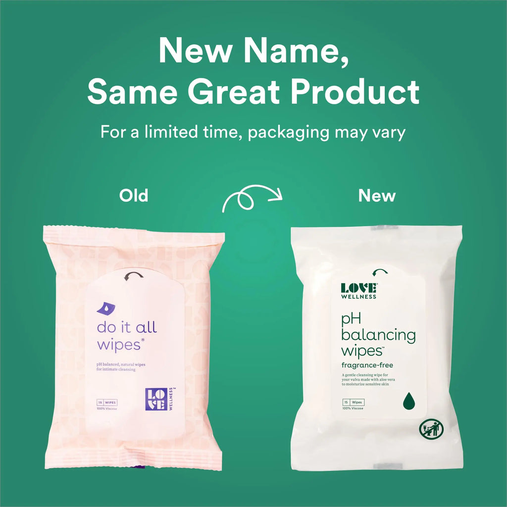 Love Wellness pH Balancing Wipes for Women | Feminine Hygiene for Cleansing with Aloe Vera Love Wellness