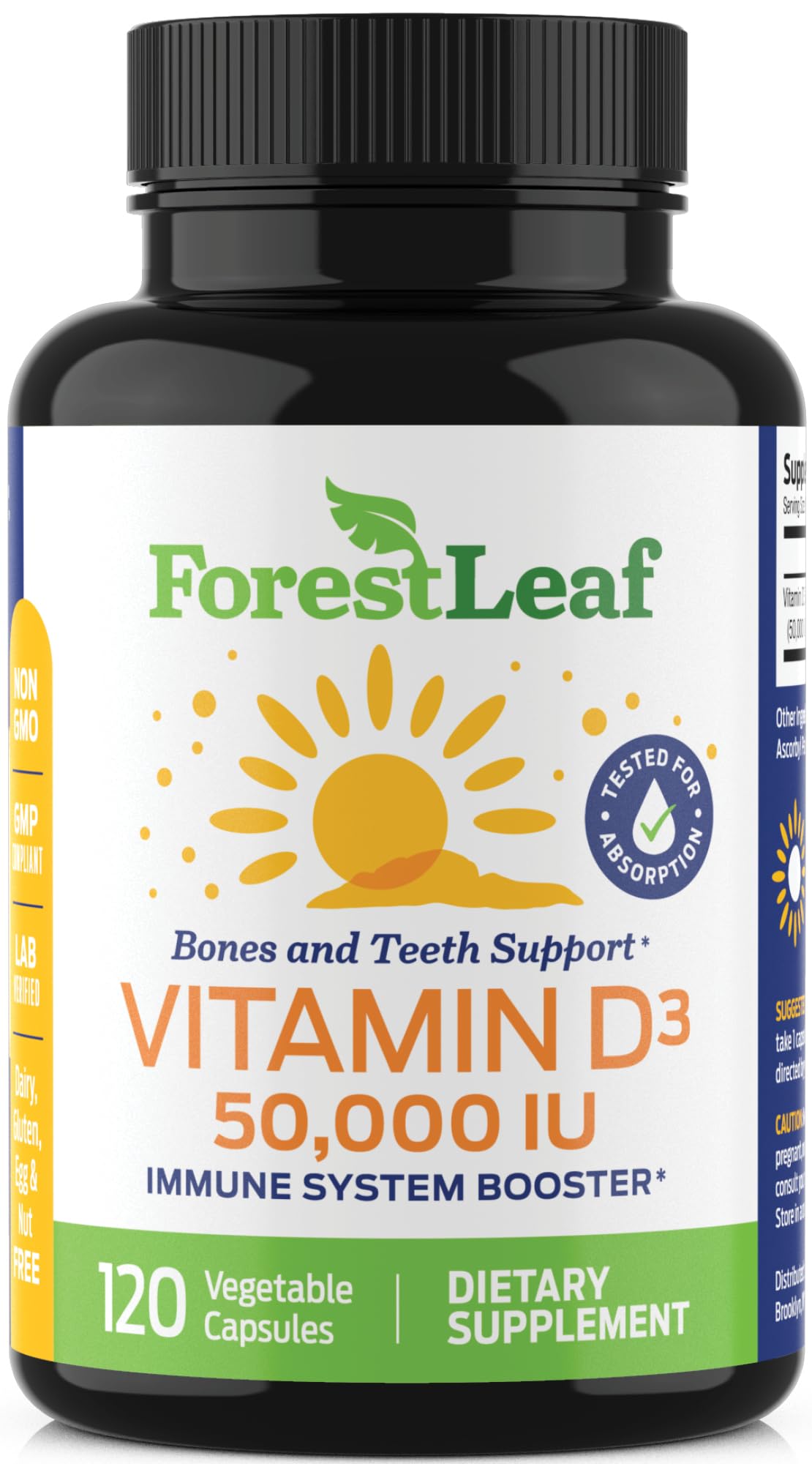 ForestLeaf - Vitamin D3 IU Weekly Supplement - Vitamin D Capsules for Bones