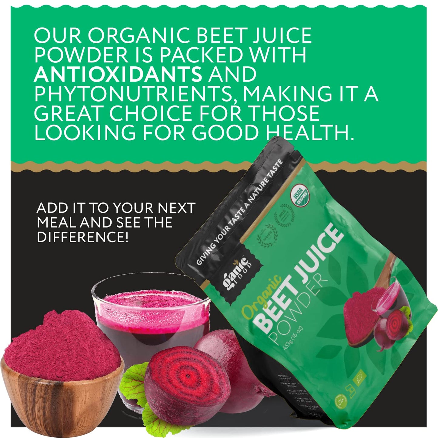 Ganic Food Organic Beet Root Juice Powder, 16 Ounces